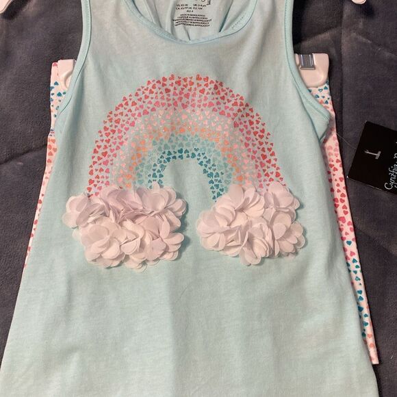 Rainbow/heart design matching tank and short set - Picture 2 of 7